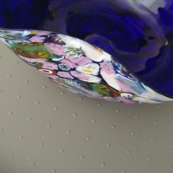 Murano Millefiori Fazzoletto Decorative Bowl Blue Cobalt - Picture 4 of 7